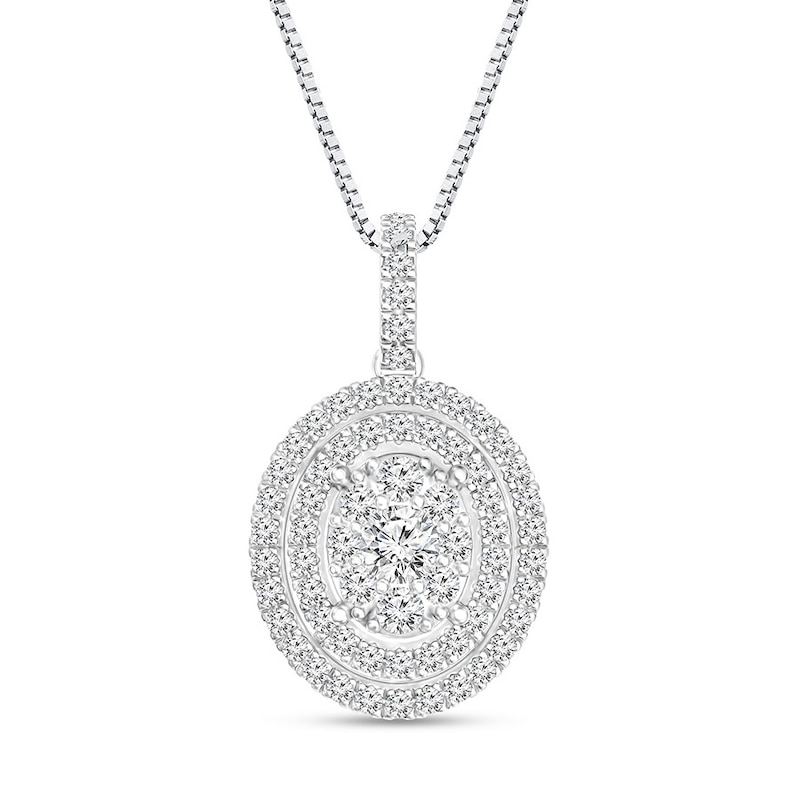Main Image 1 of Diamond Necklace 1 ct tw Round-cut 14K White Gold 18&quot;