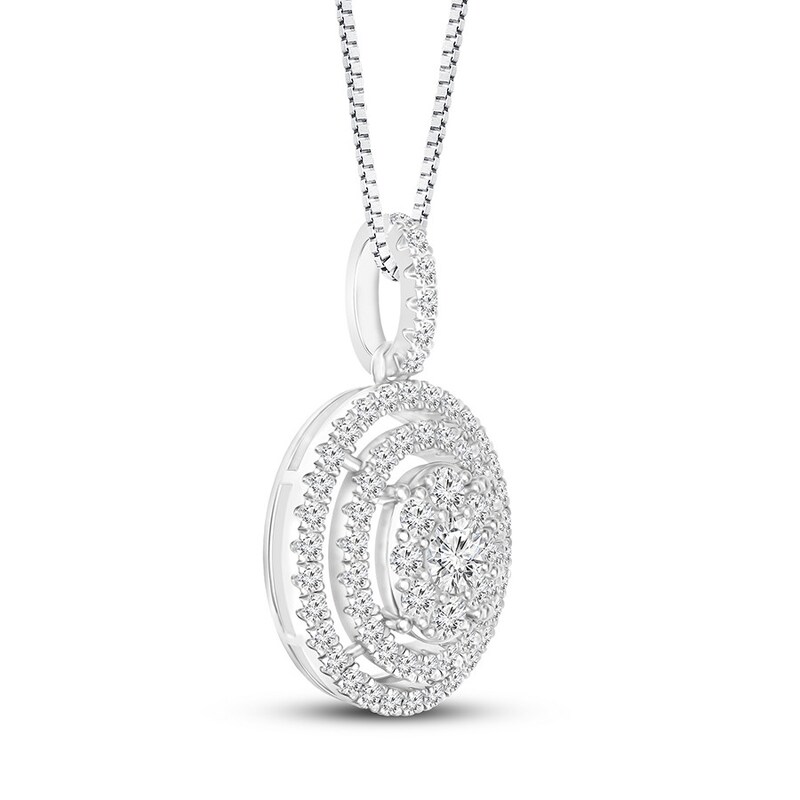Main Image 2 of Diamond Necklace 1 ct tw Round-cut 14K White Gold 18&quot;