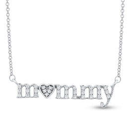 &quot;Mommy&quot; Necklace 1/6 ct tw Diamonds Sterling Silver 17&quot;