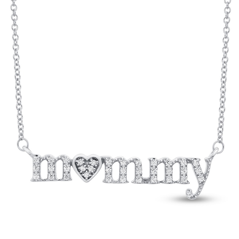 Main Image 1 of &quot;Mommy&quot; Necklace 1/6 ct tw Diamonds Sterling Silver 17&quot;