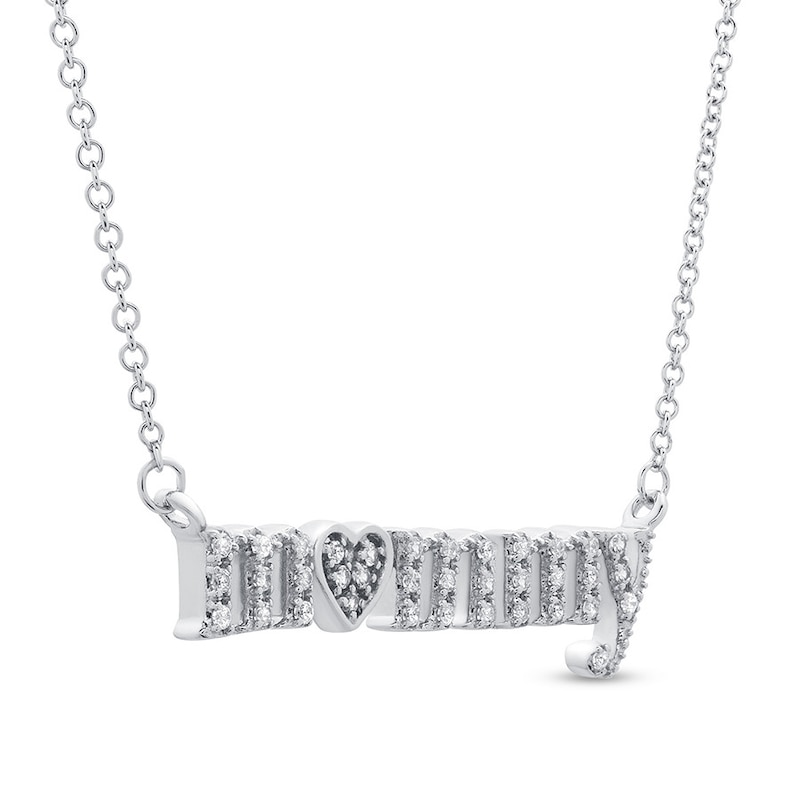 Main Image 2 of &quot;Mommy&quot; Necklace 1/6 ct tw Diamonds Sterling Silver 17&quot;