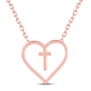 Thumbnail Image 3 of Cross Heart Necklace 1/8 ct tw Diamonds 10K Rose Gold