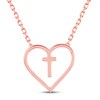 Thumbnail Image 4 of Cross Heart Necklace 1/8 ct tw Diamonds 10K Rose Gold