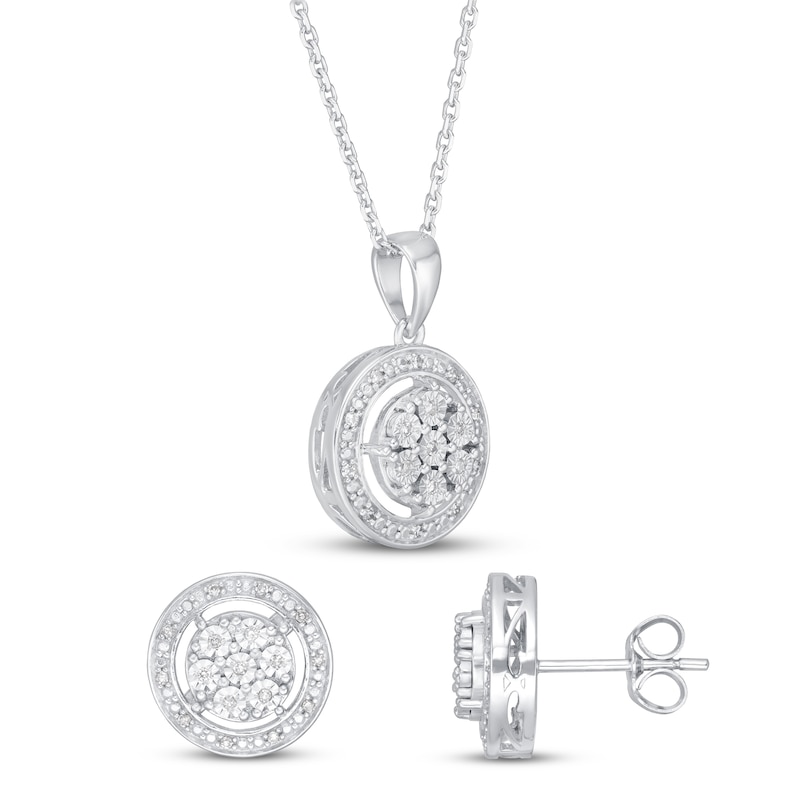 Main Image 2 of Diamond Pendant & Earrings Set 1/8 ct tw 10K White Gold