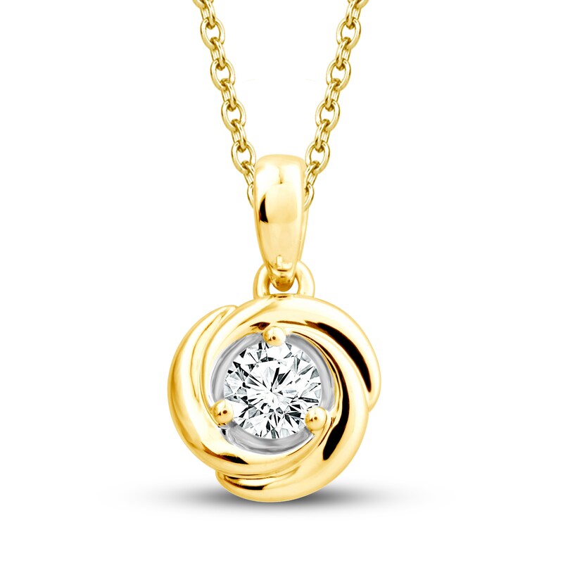 Main Image 1 of Center of Me Diamond Necklace 1/4 ct tw 10K Yellow Gold 18&quot;
