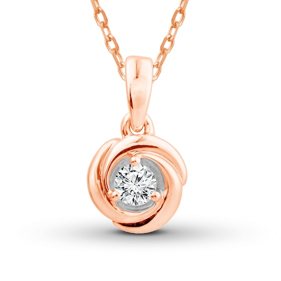 Center of Me Diamond Necklace 1/10 ct tw 10K Rose Gold 18 ...