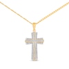 Thumbnail Image 0 of Men's Diamond Cross Necklace 1/3 ct tw Round-cut 10K Yellow Gold 22"