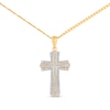 Thumbnail Image 1 of Men's Diamond Cross Necklace 1/3 ct tw Round-cut 10K Yellow Gold 22&quot;