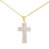 Thumbnail Image 1 of Men's Diamond Cross Necklace 1/3 ct tw Round-cut 10K Yellow Gold 22"
