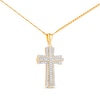 Thumbnail Image 2 of Men's Diamond Cross Necklace 1/3 ct tw Round-cut 10K Yellow Gold 22&quot;