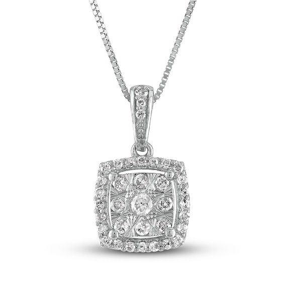 Diamond Necklace 1/4 ct tw 10K White Gold 18"