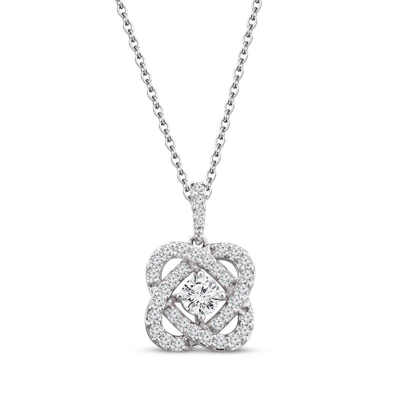 Main Image 1 of Center of Me Diamond Necklace 1 ct tw 14K White Gold 18&quot;