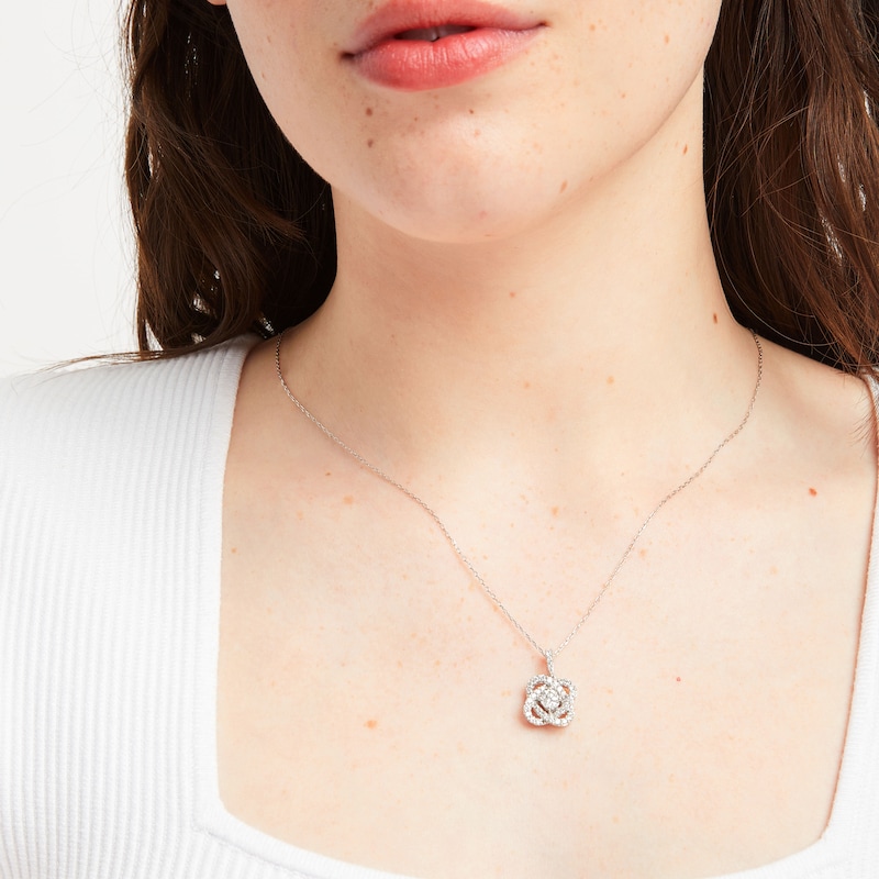 Main Image 2 of Center of Me Diamond Necklace 1 ct tw 14K White Gold 18&quot;