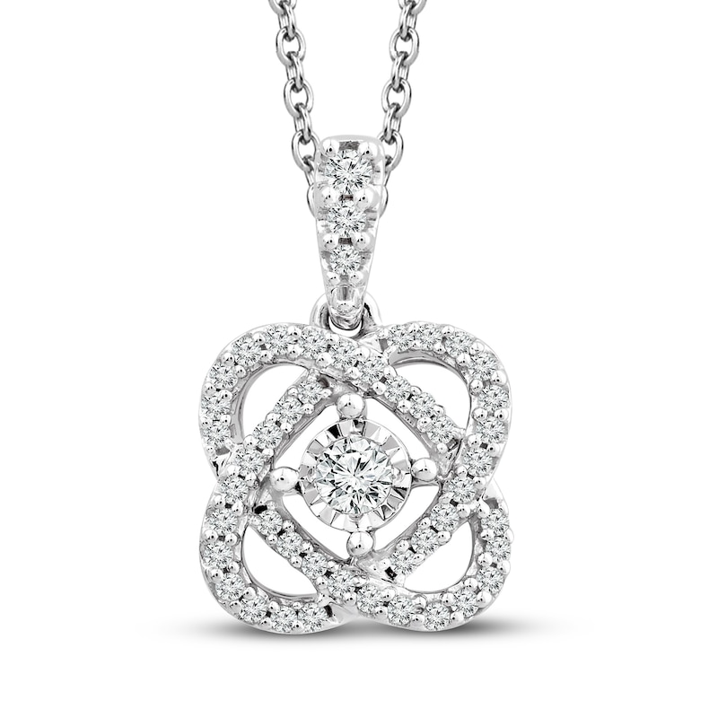 Main Image 1 of Center of Me Diamond Necklace 1/5 ct tw 10K White Gold 18&quot;
