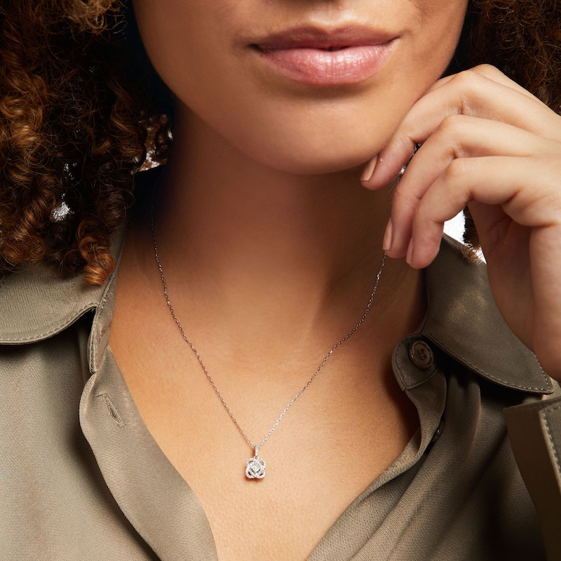 Main Image 2 of Center of Me Diamond Necklace 1/10 ct tw Sterling Silver 18&quot;