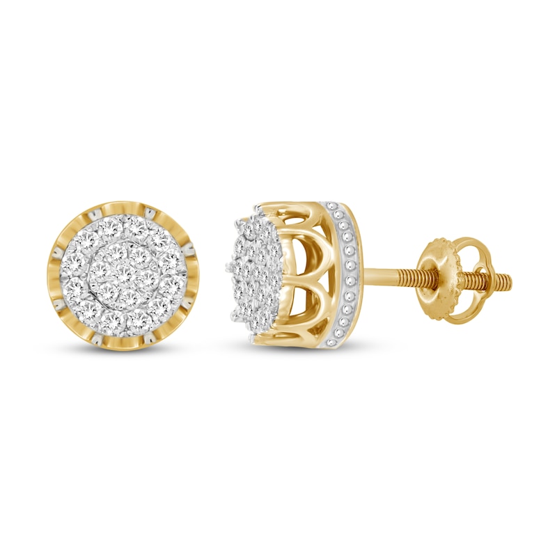 Main Image 1 of Men's Diamond Earrings 1/2 ct tw 10K Yellow Gold