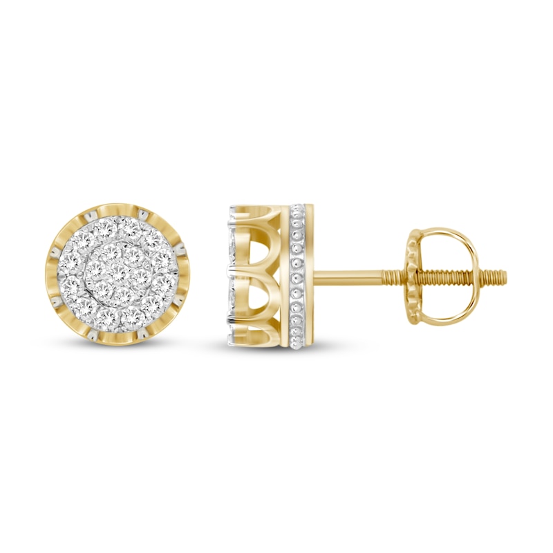 Main Image 2 of Men's Diamond Earrings 1/2 ct tw 10K Yellow Gold