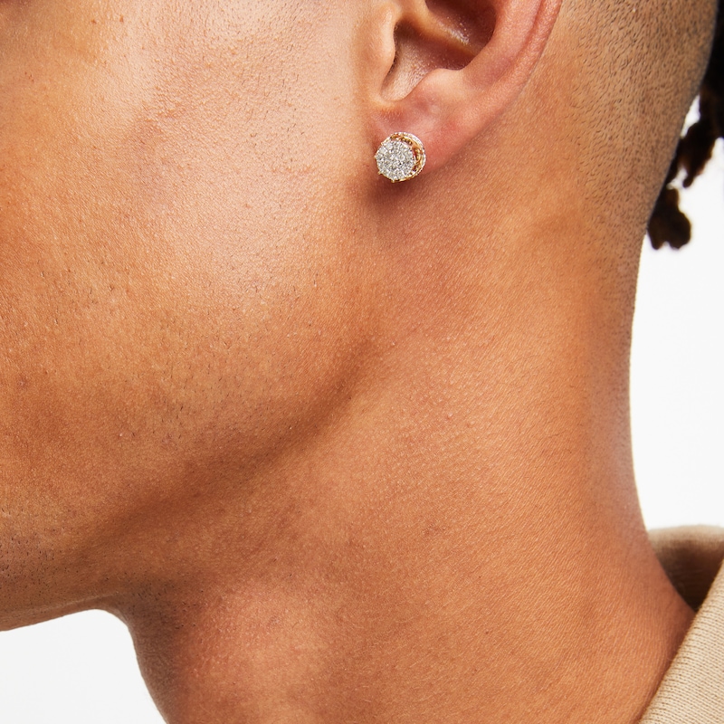 Main Image 3 of Men's Diamond Earrings 1/2 ct tw 10K Yellow Gold