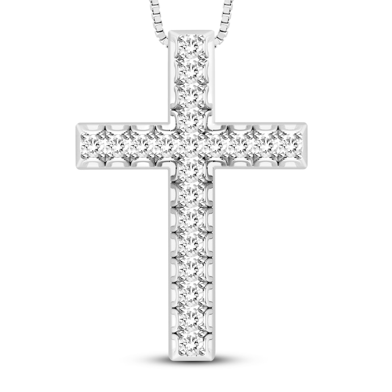 Main Image 1 of Diamond Cross Necklace 1/2 ct tw 10K White Gold 18&quot;