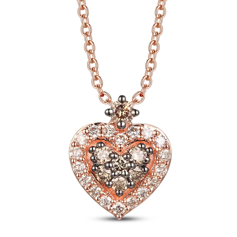 LeVian Heart Necklace 1/4 ct tw Diamonds 14K Strawberry Gold 18"