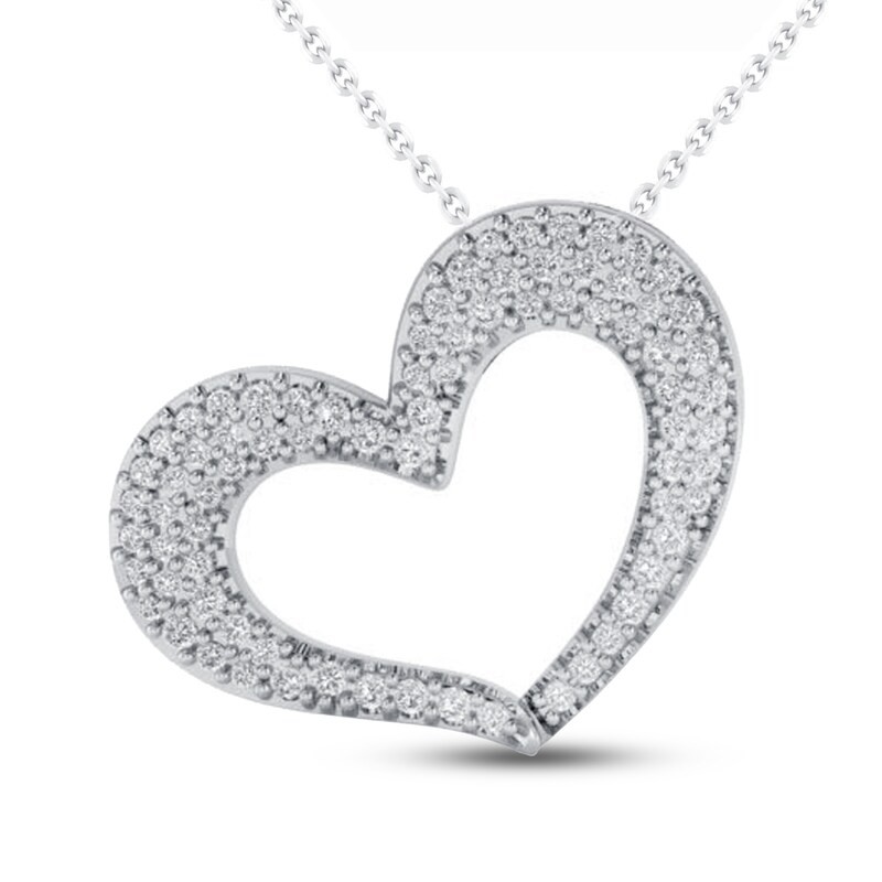 Diamond Heart Necklace 1 2 Ct Tw 10k White Gold Kay