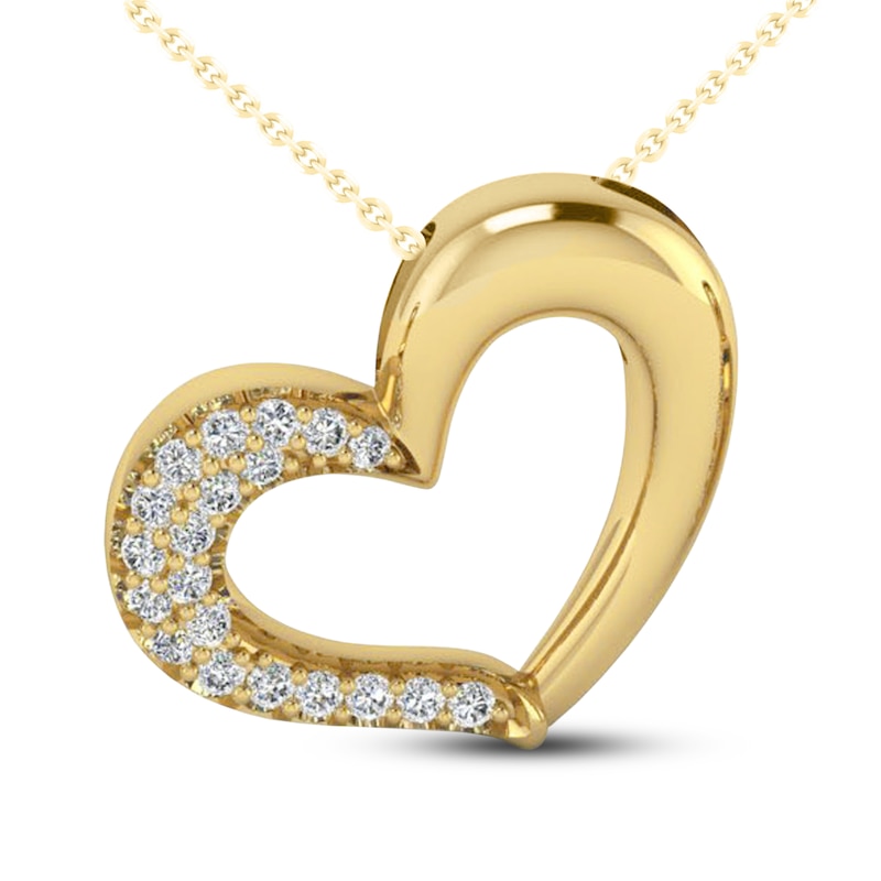 Diamond Heart Necklace 1/10 ct tw 10K Yellow Gold 18"