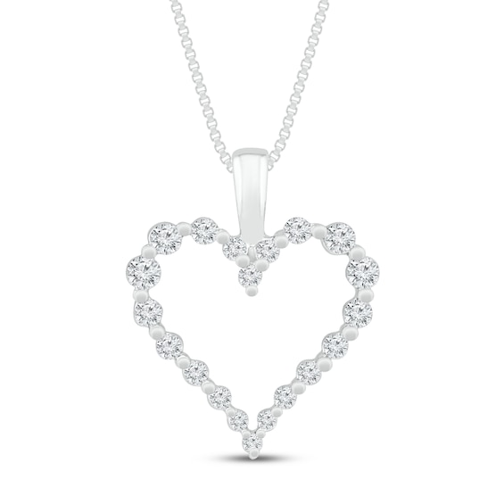 Diamond Heart Necklace 1/4 ct tw 10K White Gold 18"