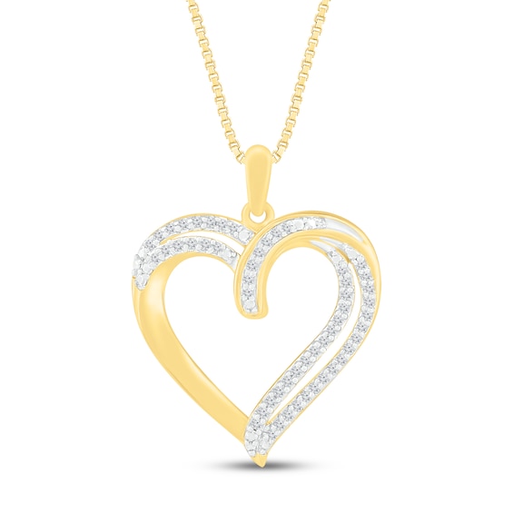 Diamond Heart Necklace 1/6 ct tw 10K Yellow Gold 18"