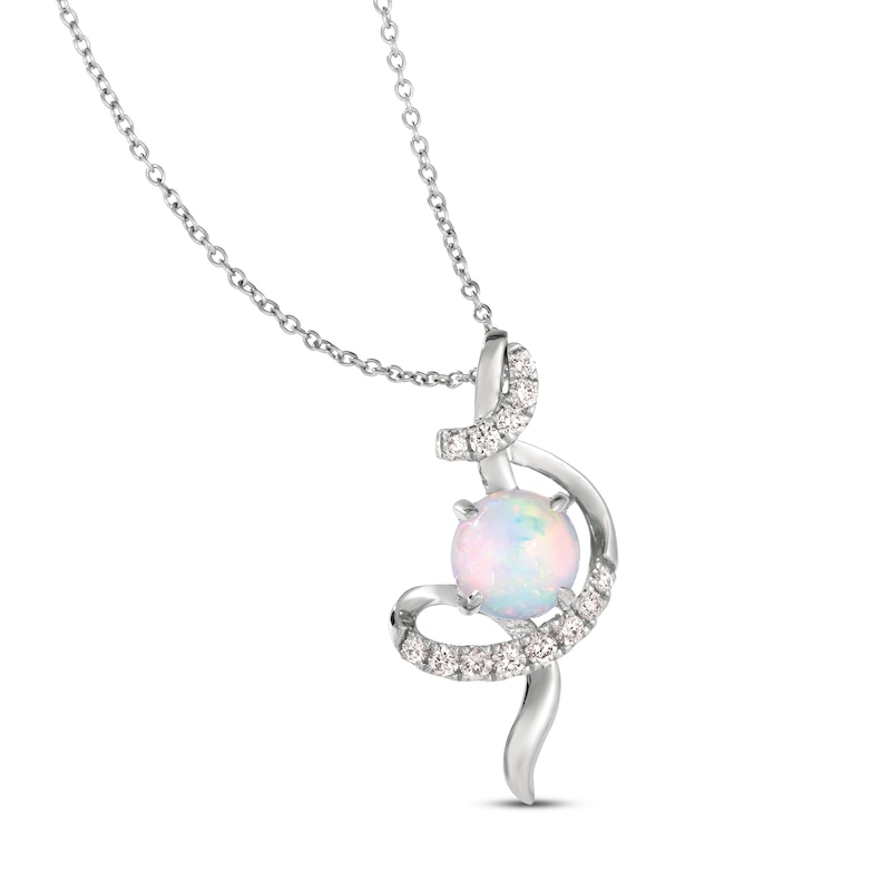 Le Vian Opal Necklace 1/5 ct tw Diamonds 14K Vanilla Gold 18" with 360