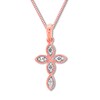 Diamond Cross Necklace 1/10 ct tw 10K Rose Gold 18"