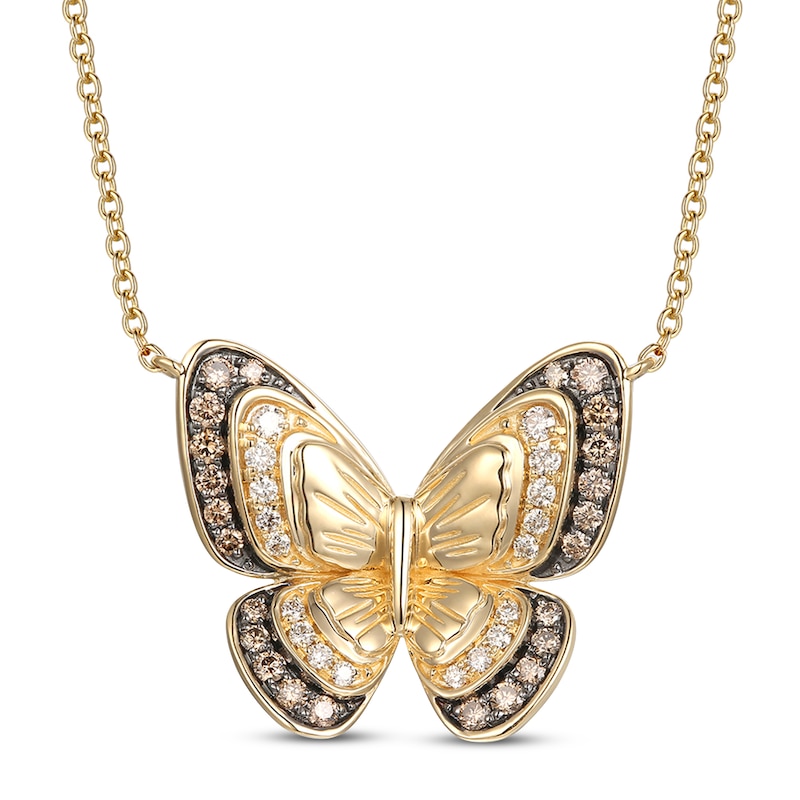 Main Image 1 of Le Vian Diamond Butterfly Necklace 5/8 ct tw 14K Honey Gold 18&quot;