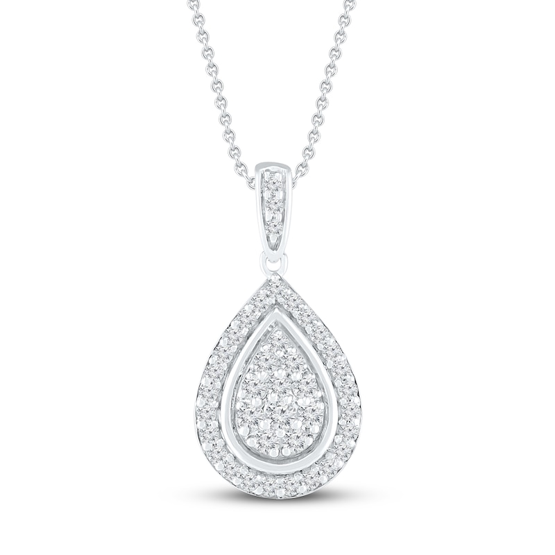 Teardrop Diamond Necklace 1/2 ct tw 10K White Gold 19"