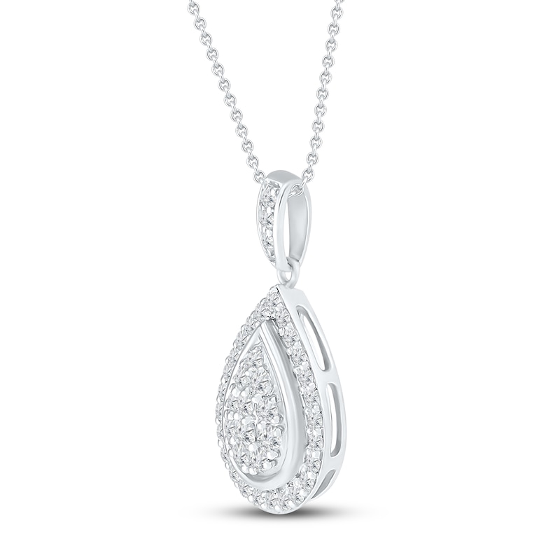 Teardrop Diamond Necklace 1/2 ct tw 10K White Gold 19"