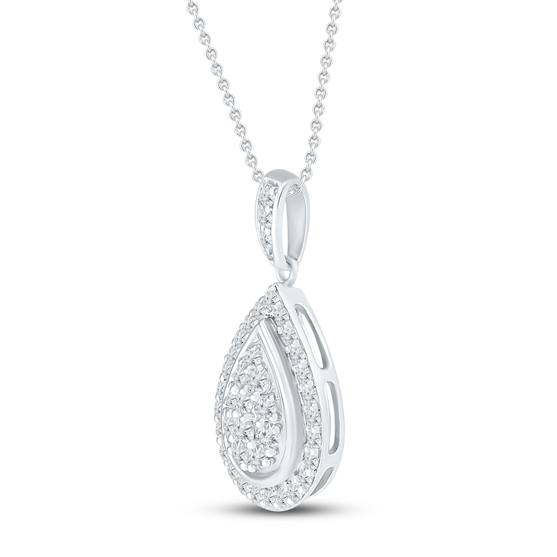 Main Image 2 of Teardrop Diamond Necklace 1/2 ct tw 10K White Gold 19&quot;