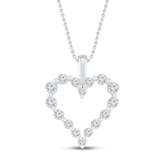 Diamond Heart Necklace 1/4 ct tw 10K White Gold 19"