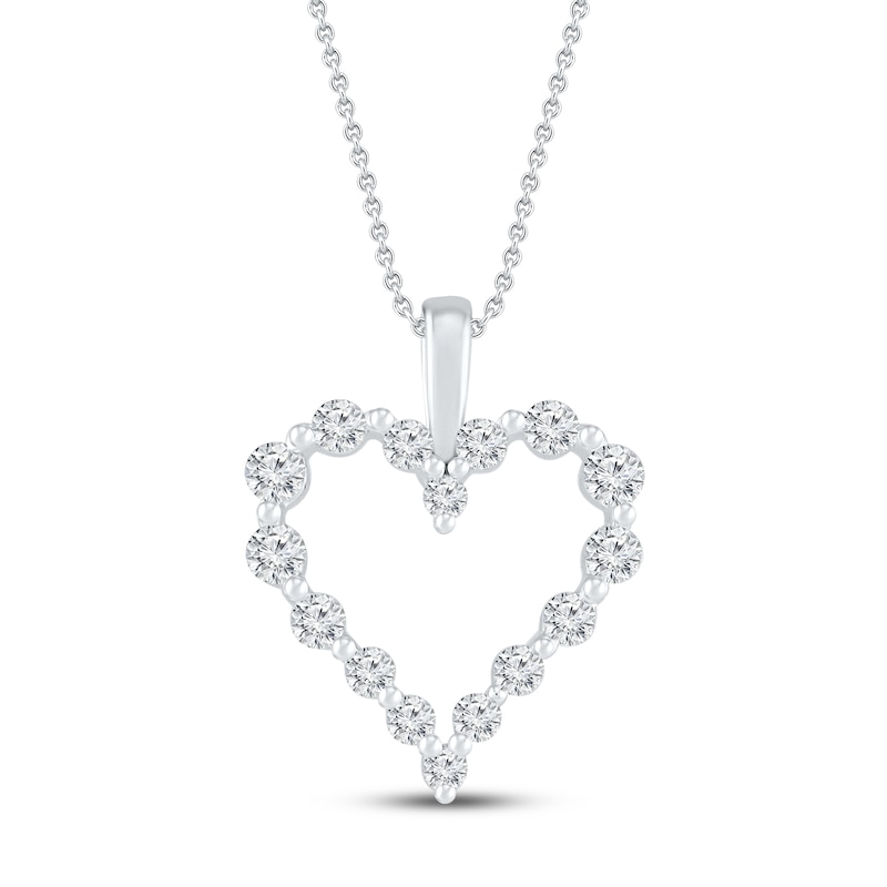 Main Image 1 of Diamond Heart Necklace 1/4 ct tw 10K White Gold 19&quot;