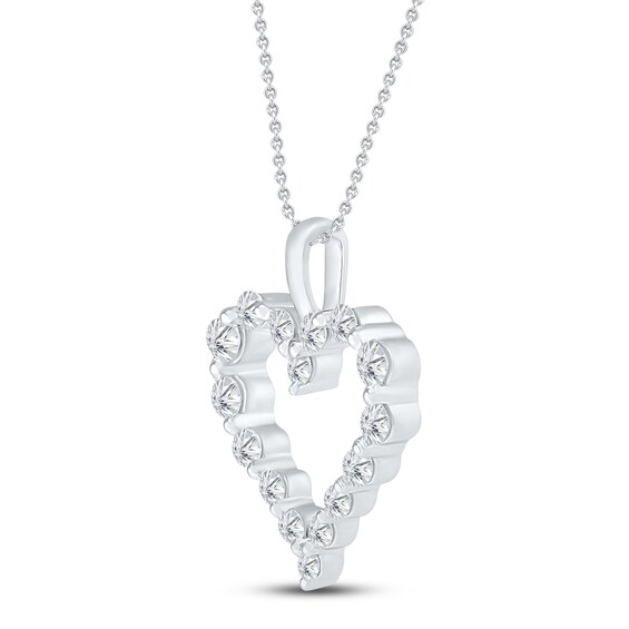 Diamond Heart Necklace 1/4 ct tw 10K White Gold 19" Kay