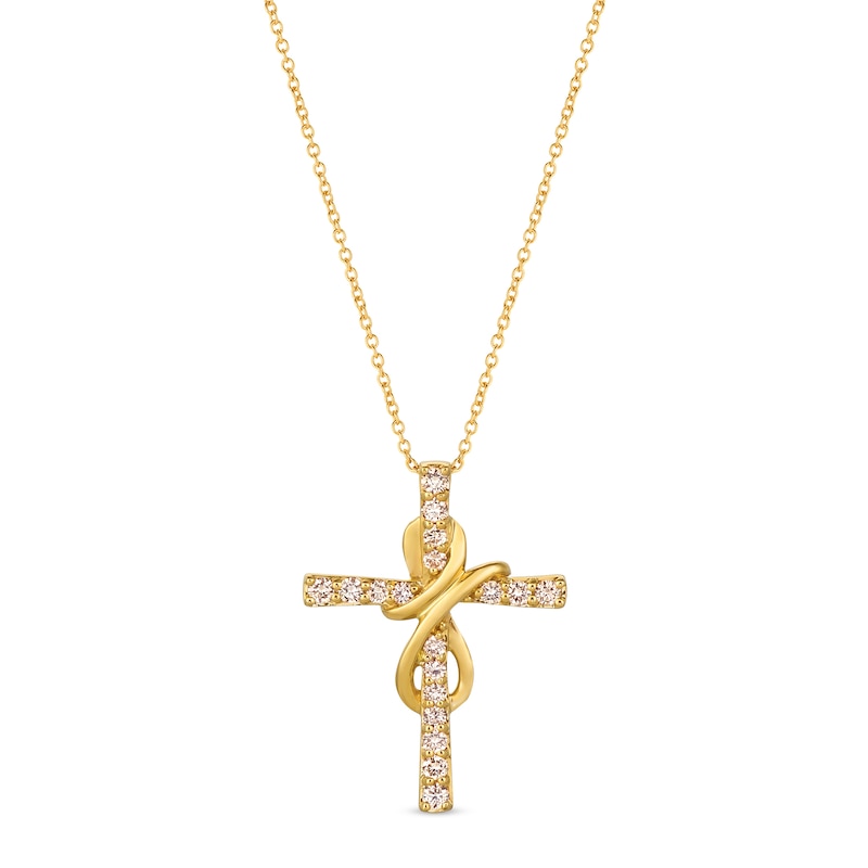 Le Vian Diamond Cross Necklace 1/2 ct tw 14K Honey Gold 18"