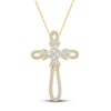 Thumbnail Image 1 of Diamond Cross Necklace 3/8 ct tw Round, Baguette & Princess 10K Yellow Gold 18"