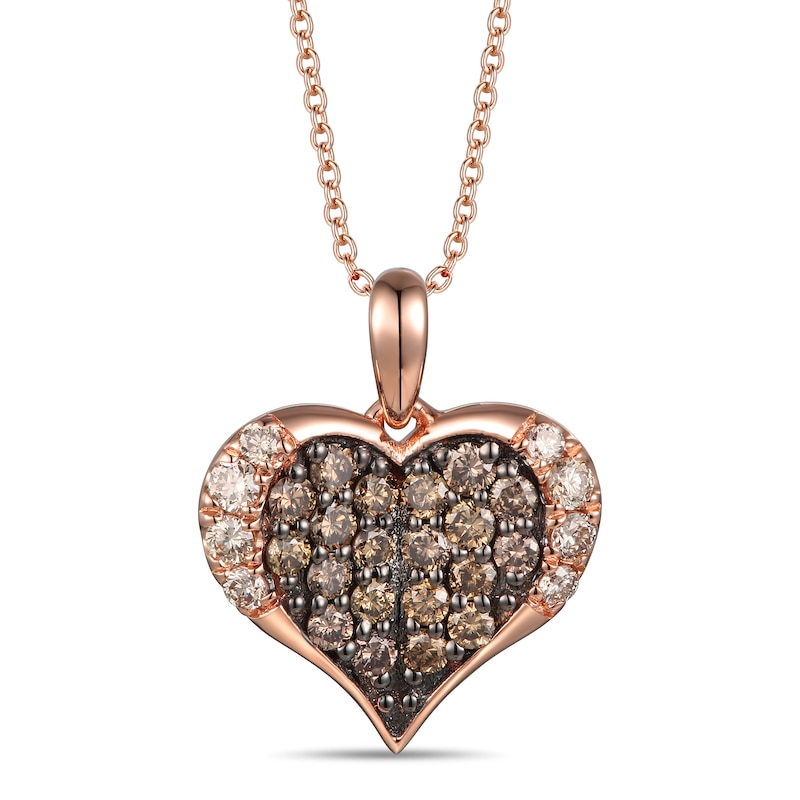 Le Vian Diamond Heart Necklace 3/8 ct tw 14K Strawberry Gold