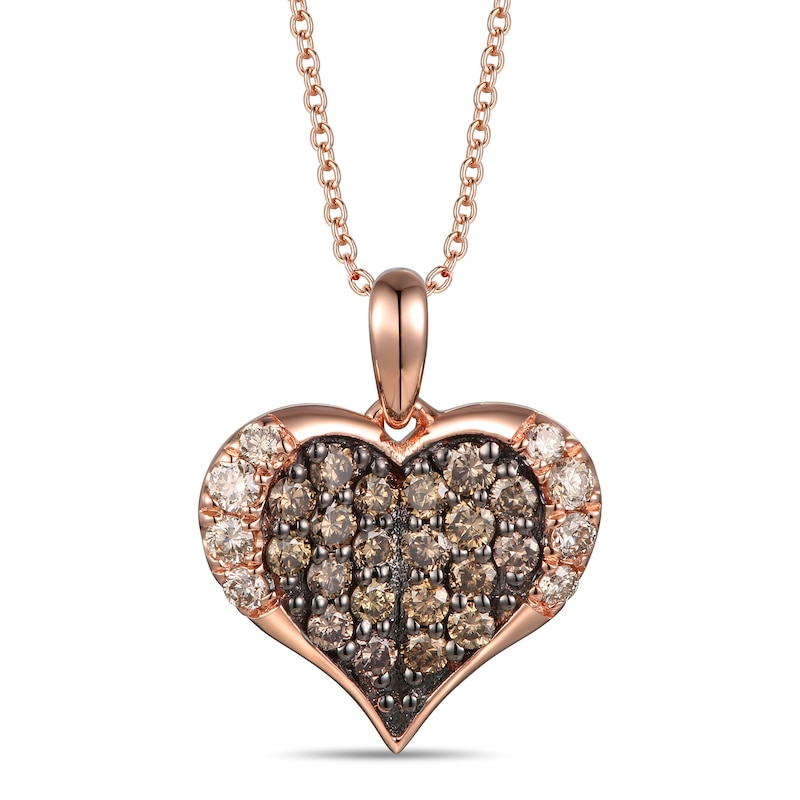 Main Image 1 of Le Vian Diamond Heart Necklace 3/8 ct tw 14K Strawberry Gold