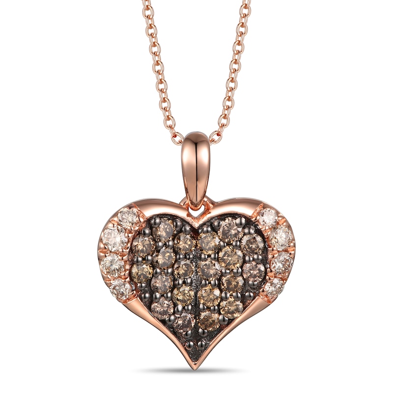 14K Rose Gold Diamond Heart Necklace