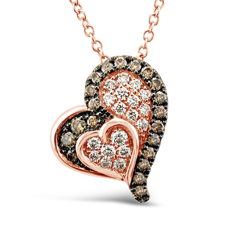 Main Image 1 of Le Vian Diamond Heart Necklace 1/2 ct tw 14K Strawberry Gold 18&quot;