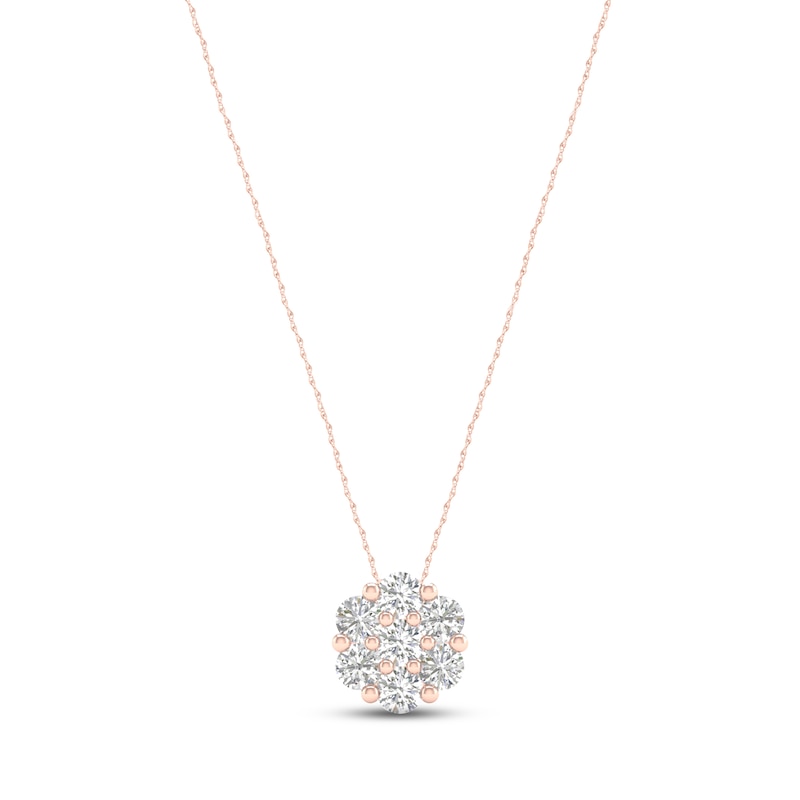 Main Image 1 of Diamond Fashion Necklace 1/5 ct tw Round-cut 10K Rose Gold 18&quot;