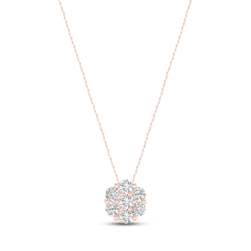 Diamond Fashion Necklace 1/5 ct tw Round-cut 10K Rose Gold 18"