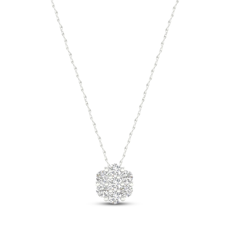 Main Image 1 of Diamond Fashion Necklace 1/5 ct tw Round-cut 10K White Gold 18&quot;