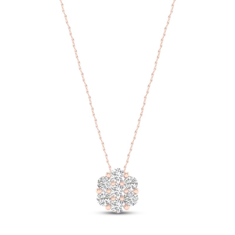 Main Image 1 of Diamond Fashion Necklace 1/4 ct tw Round-cut 10K Rose Gold 18"