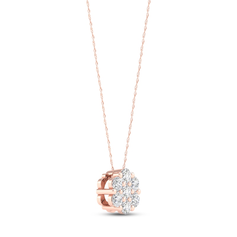Main Image 2 of Diamond Fashion Necklace 1/4 ct tw Round-cut 10K Rose Gold 18"