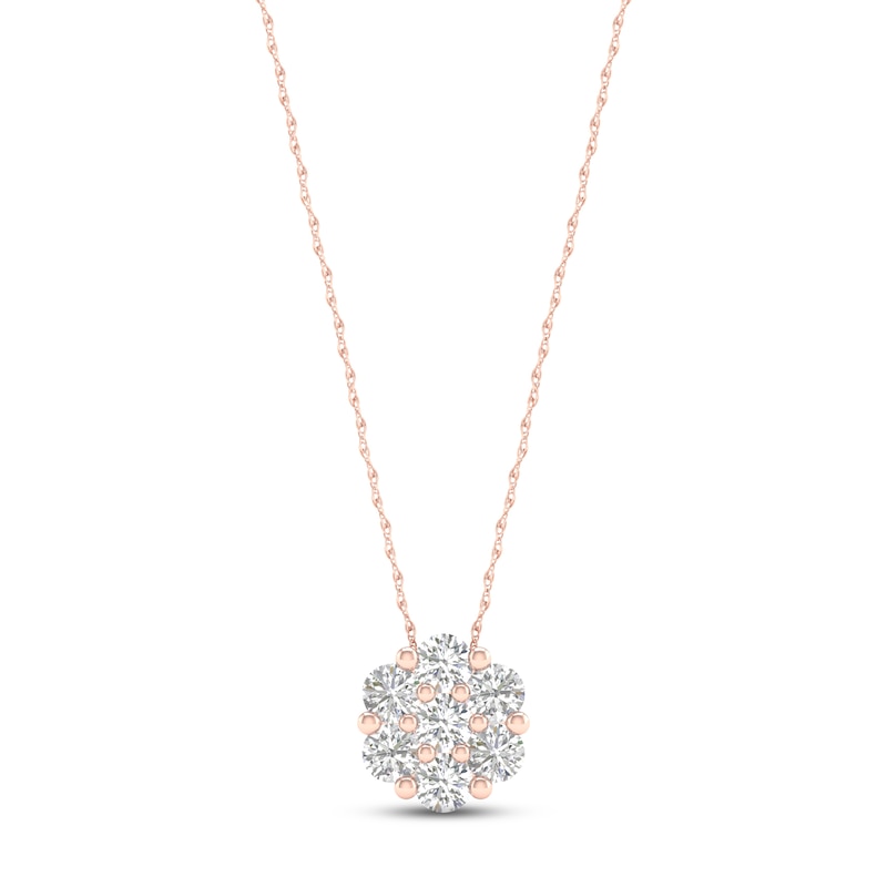 Diamond Fashion Necklace 1/3 ct tw Round-cut 10K Rose Gold 18" with 360