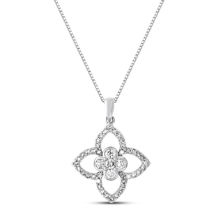 Diamond Floral Necklace 3/8 Carat tw 10K White Gold | Kay